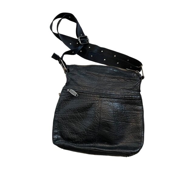 Kenneth Cole Reaction Black Leather Crossbody Bag With Adjustable Strap & Multip - Picture 9 of 11